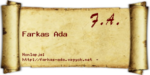 Farkas Ada névjegykártya